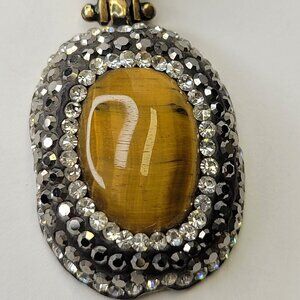 Vintage Sterling 925 Tiger Eye Stone Pendant
